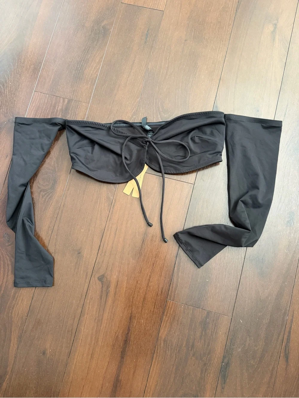 Skims Signature Swim Long Sleeve Bikini top XL black NEW